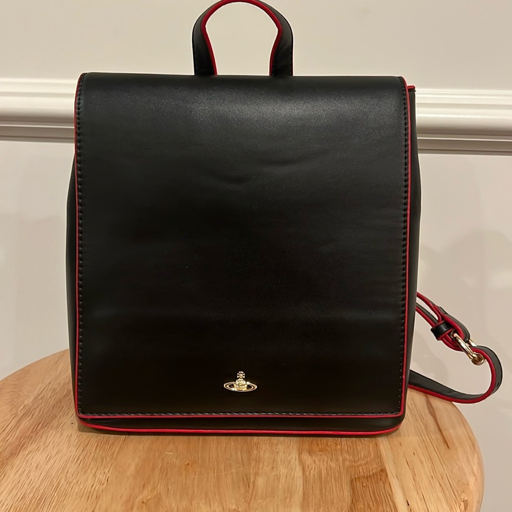 Vivienne Westwood black mini backpack with red detail